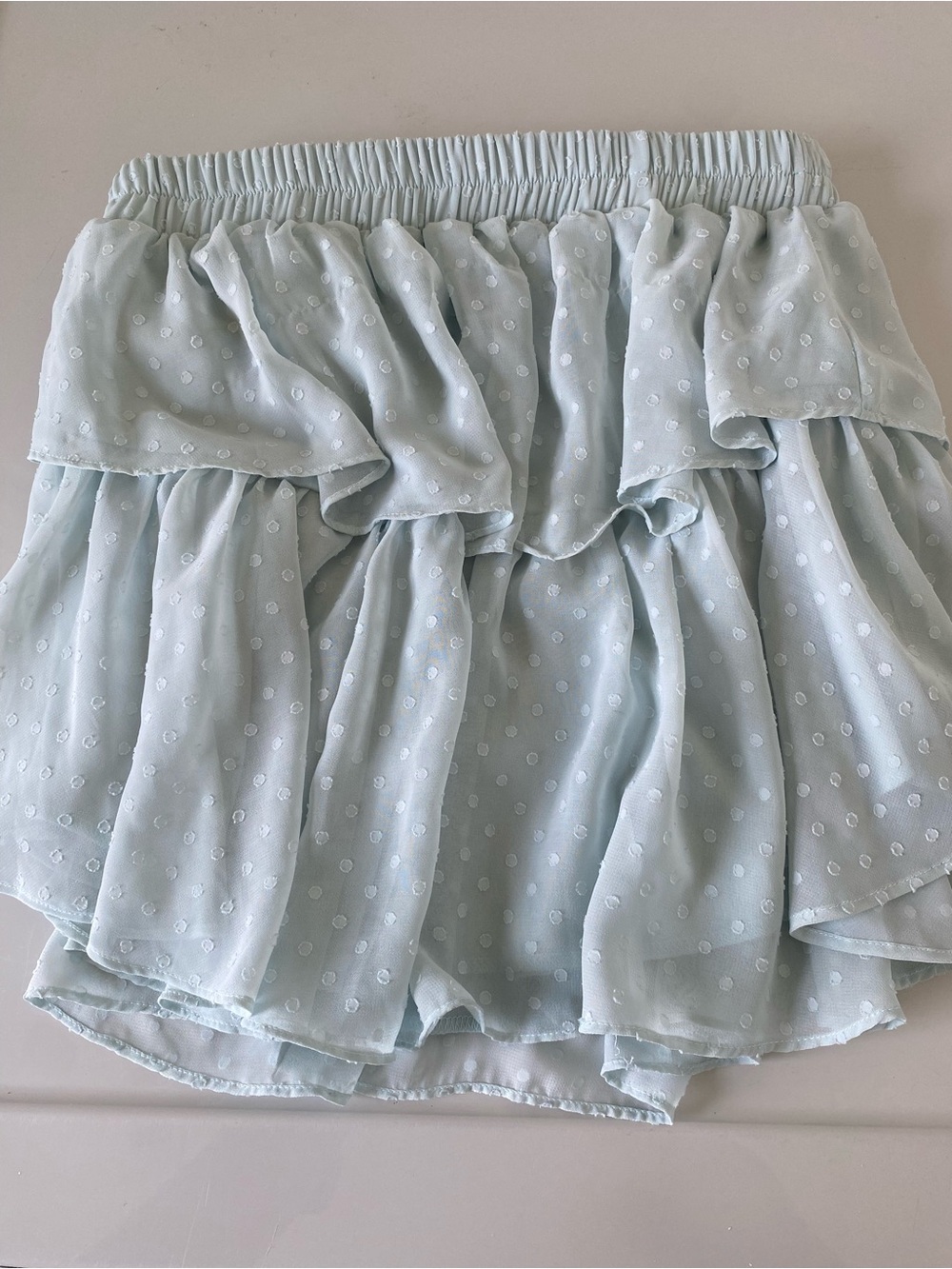 miami Light Blue Swiss-Dot Elastic Waist Mini